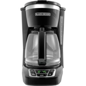 BLACK+DECKER 12-Cup Programmable Digital Espresso Maker with Washable Basket Filter, Sneak-A-Cup Characteristic, Auto Brew, Water Window, and Preserve Scorching Plate – Black