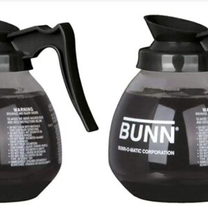 BUNN 12-Cup Glass Espresso Decanter/Carafe, Black, Set of two