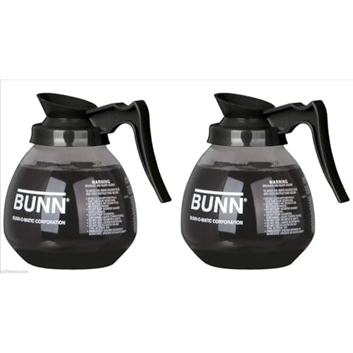 BUNN 12-Cup Glass Espresso Decanter/Carafe, Black, Set of two