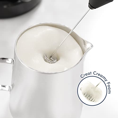 Excessive-Efficiency Milk Frother Wand - Compact Handheld Stainless Metal Frother - Battery-Operated Drink Mixer for Espresso, Lattes, Cappuccinos, Matcha - Good Present for Espresso...