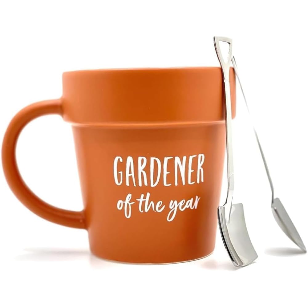 Gardening Mug – Distinctive Christmas Present, Ceramic Tea and Espresso Cup with 2 Shovel Spoons, Ideally suited Espresso Cup Present for Dad, Plant Pot Mug for Nature Fanatics on Christmas and…