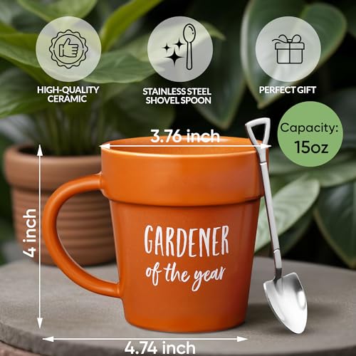 VELENTI Gardener Espresso Mug - Humorous Plant Pot Design with Shovel Spoon - Distinctive Espresso Mugs for Him and Her - Good Presents for Gardeners, Dad's Birthday, and Cute...